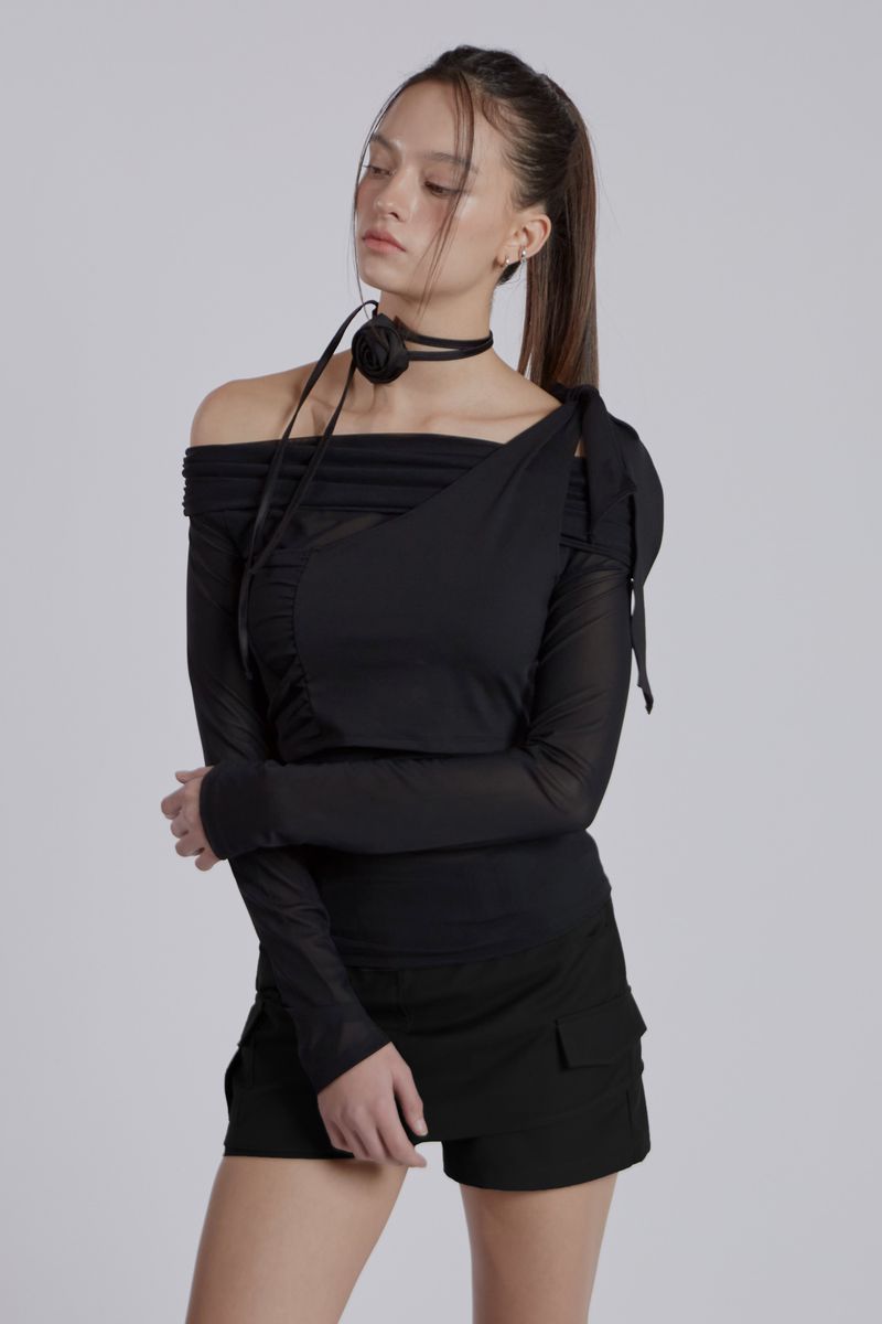 MINI POCKET UNBALANCE SKIRT(BLACK)