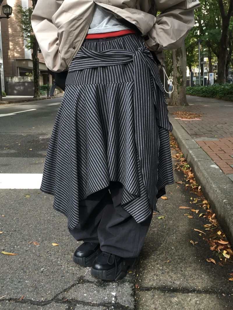 Lauren Stripe Tie-Flared Skirt (2c)