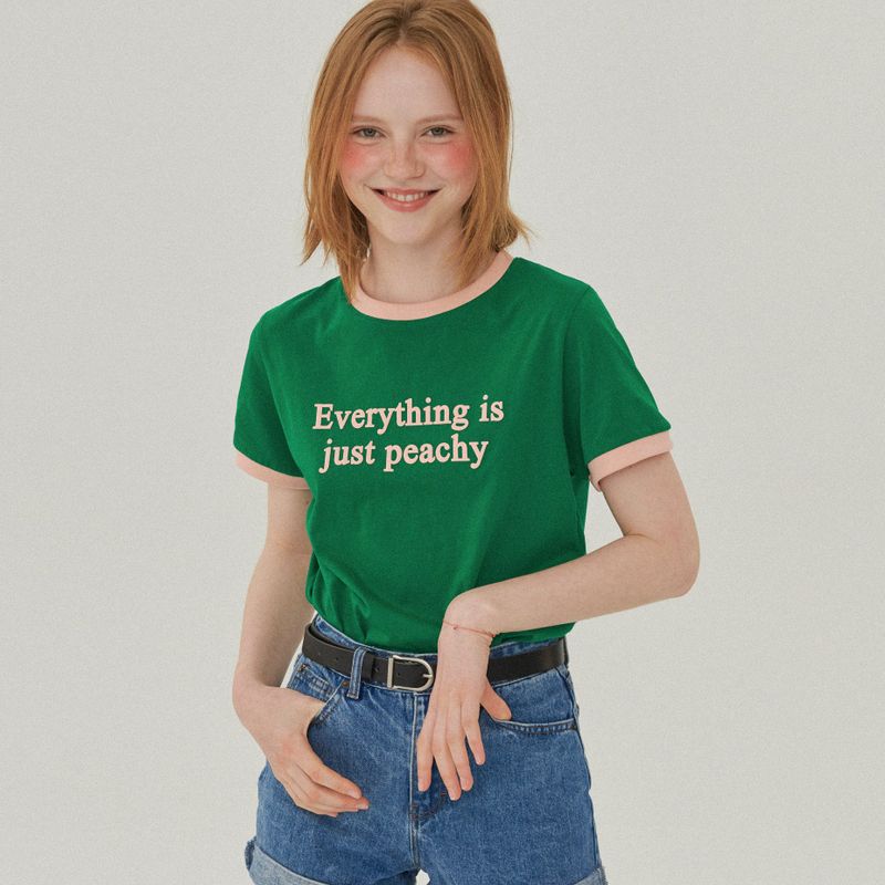 Between A and B（ビットウィーンエーアンドビー）の「REGULAR FIT TWO TONE PRINT T-SHIRT_GREEN（Tops）」