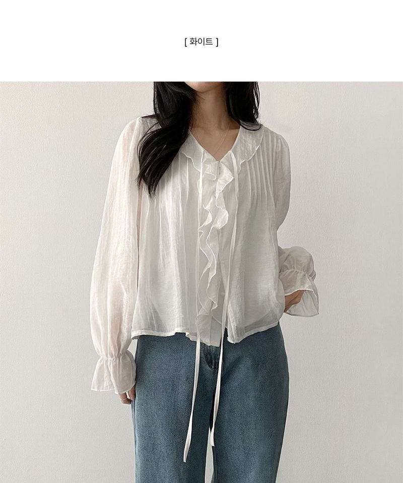 Poen puff string frilled blouse