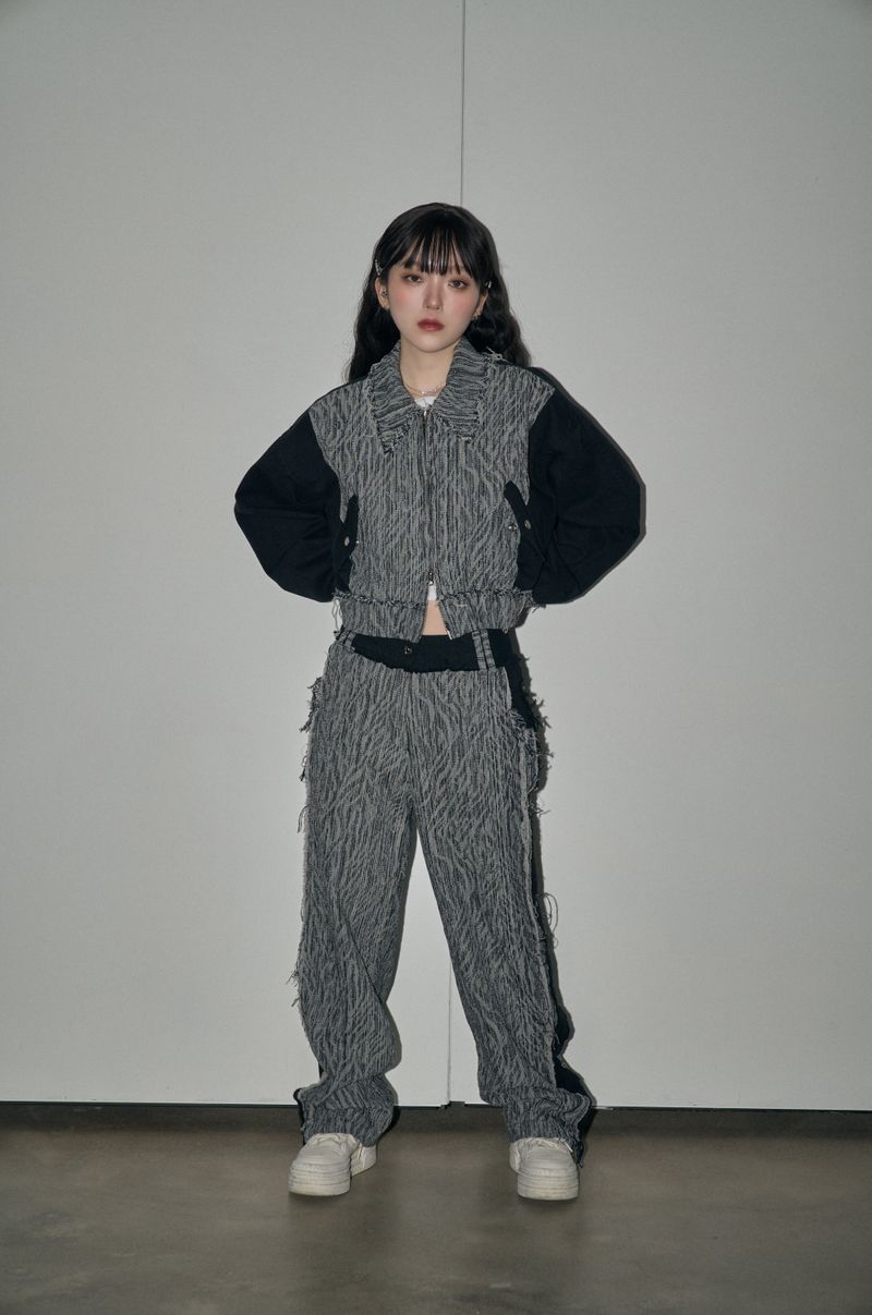 jacquard denim pt - black