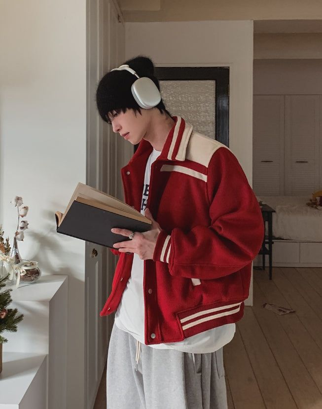 Port Color Matching Varsity Jacket