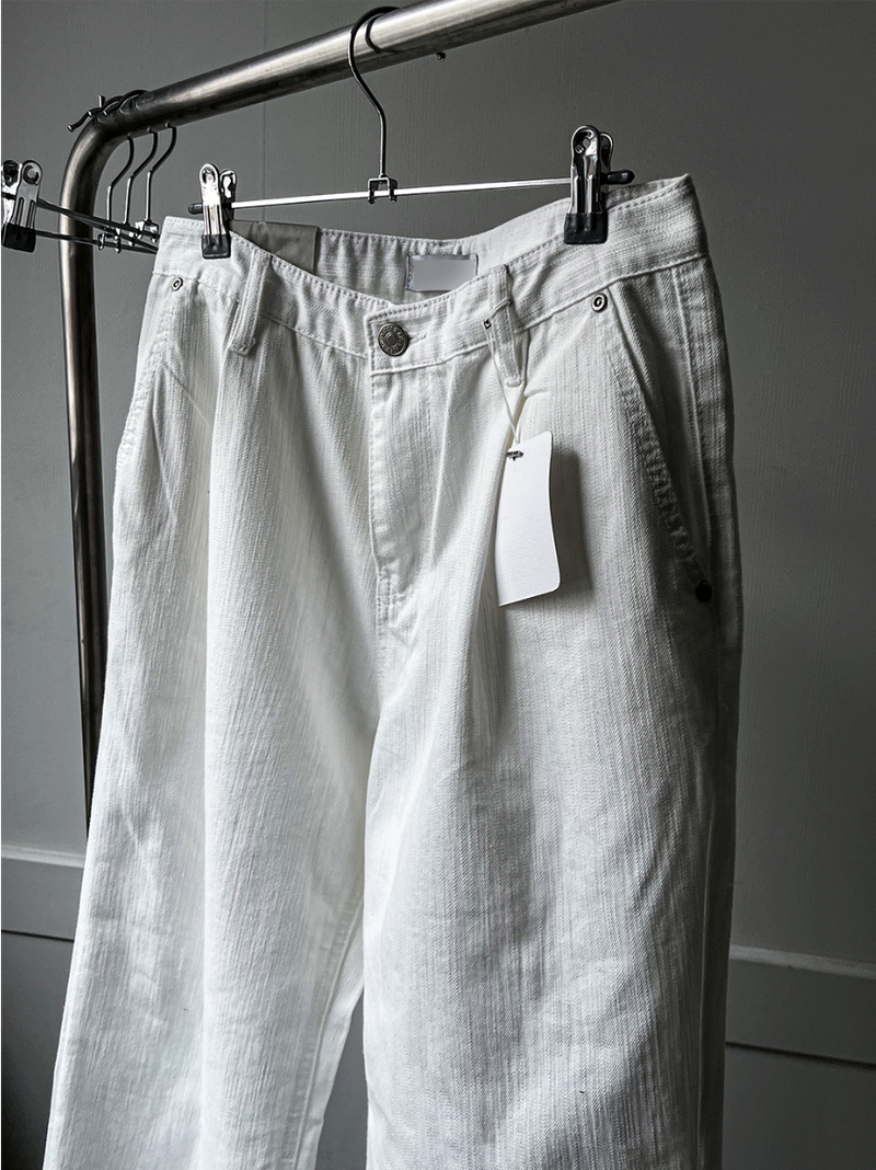 slob white wide denim pants