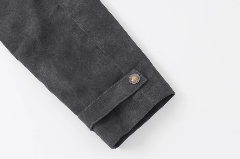 Suede Pocket Zip-Up Jacket