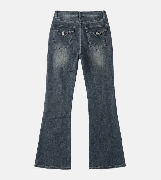 Stitch wing pocket denim pants