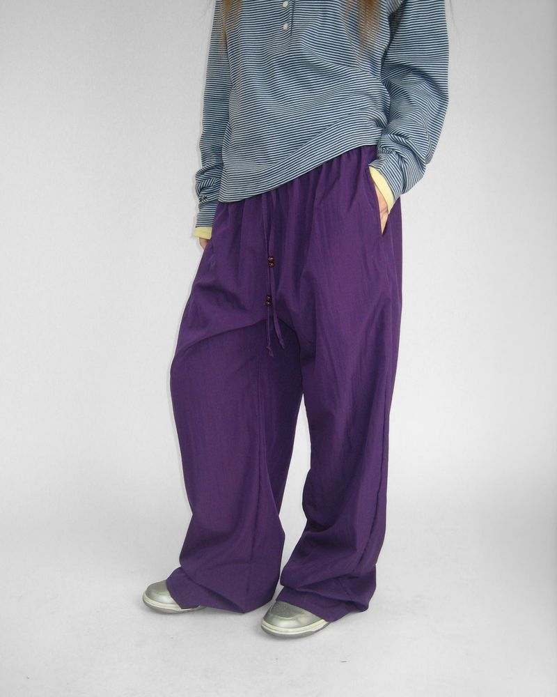 WOOD STRING WIDE PANTS