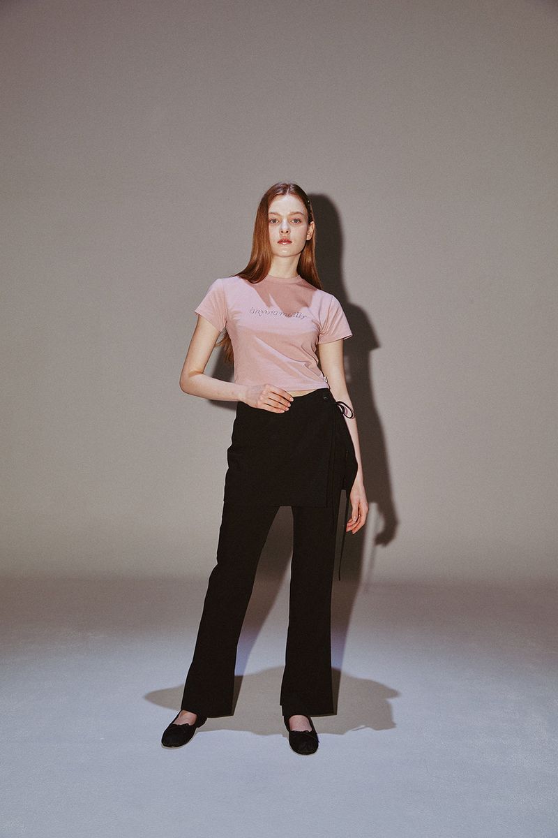 Ribbon Skirt Pants Set Black