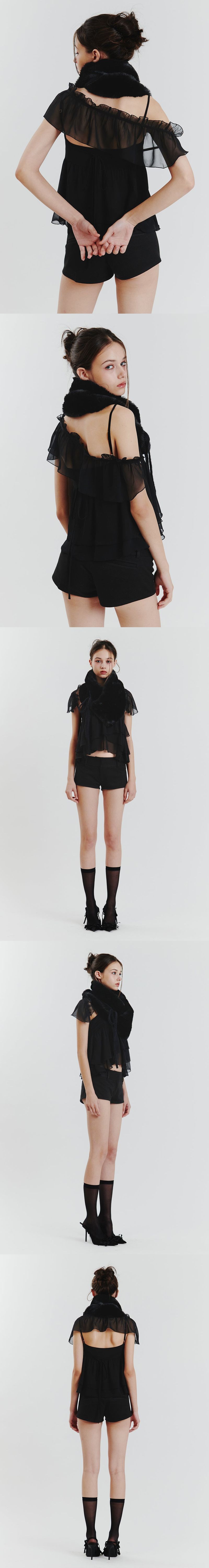 SOPHIA FUR CAPE black