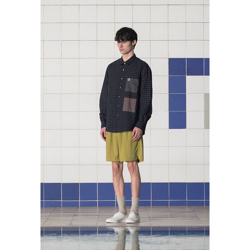 POCKET GINGHAM CHECK SHIRT / NAVY