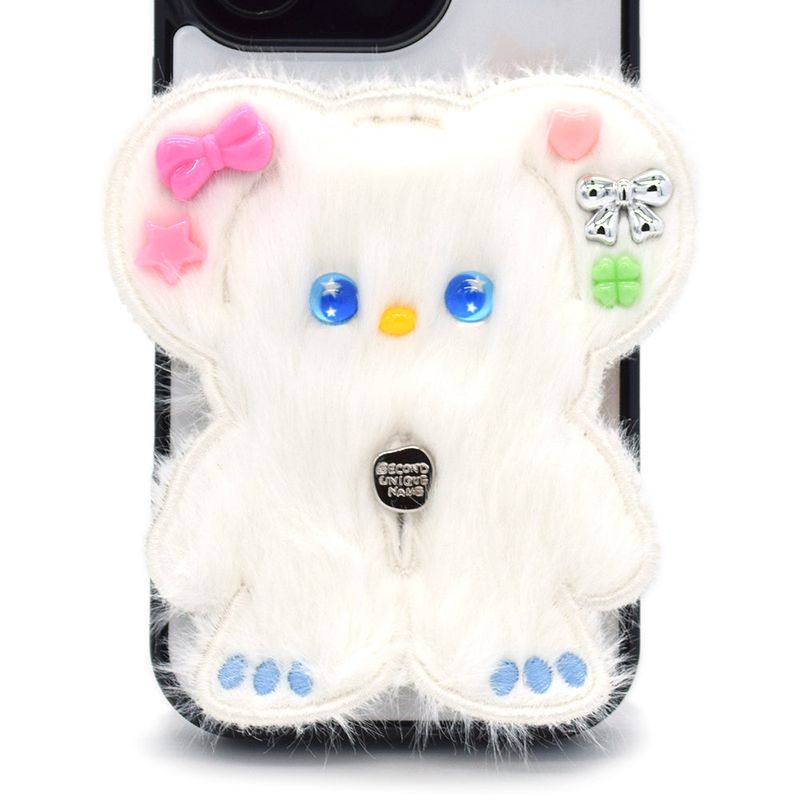 SUN CASE BEADS BEAR WHITE CREAM (GLOSSY BLACK)