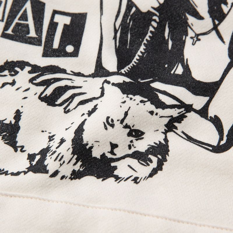 COZY CAT RAGLAN HOODIE (BLACK BEIGE)