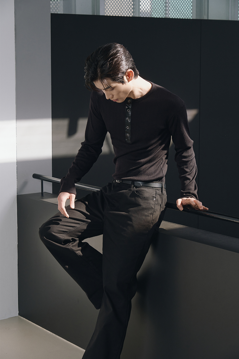 Semi flare cotton pants(Black)
