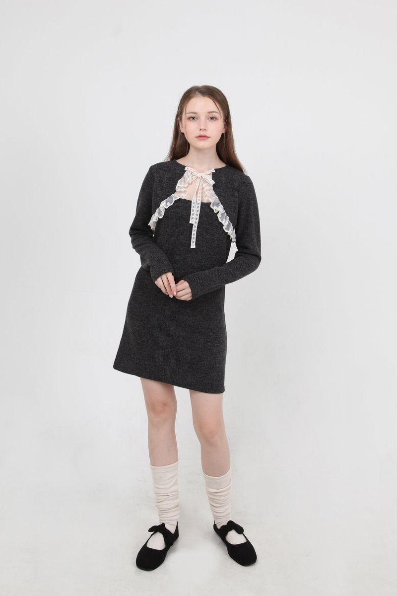 cattline（カトリーヌ）の「feminine frill lace knit onepiece（Dresses）」