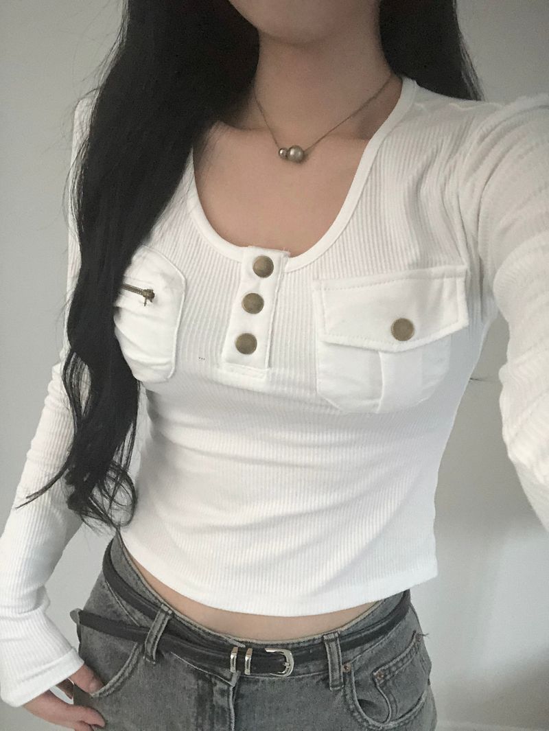 ツーポケットスリムボタンT