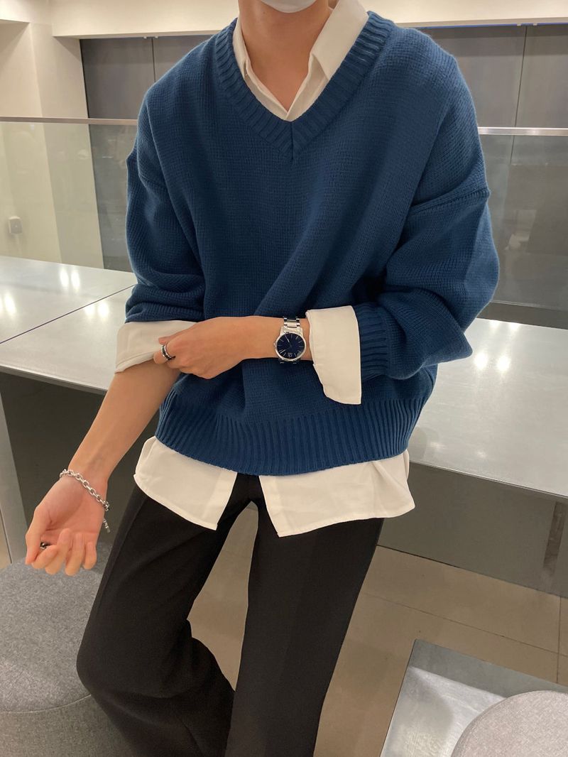 lemenne(ルメンヌ)の「Semi-cropped V-neck Knitwear (5 colors)(Tops)」