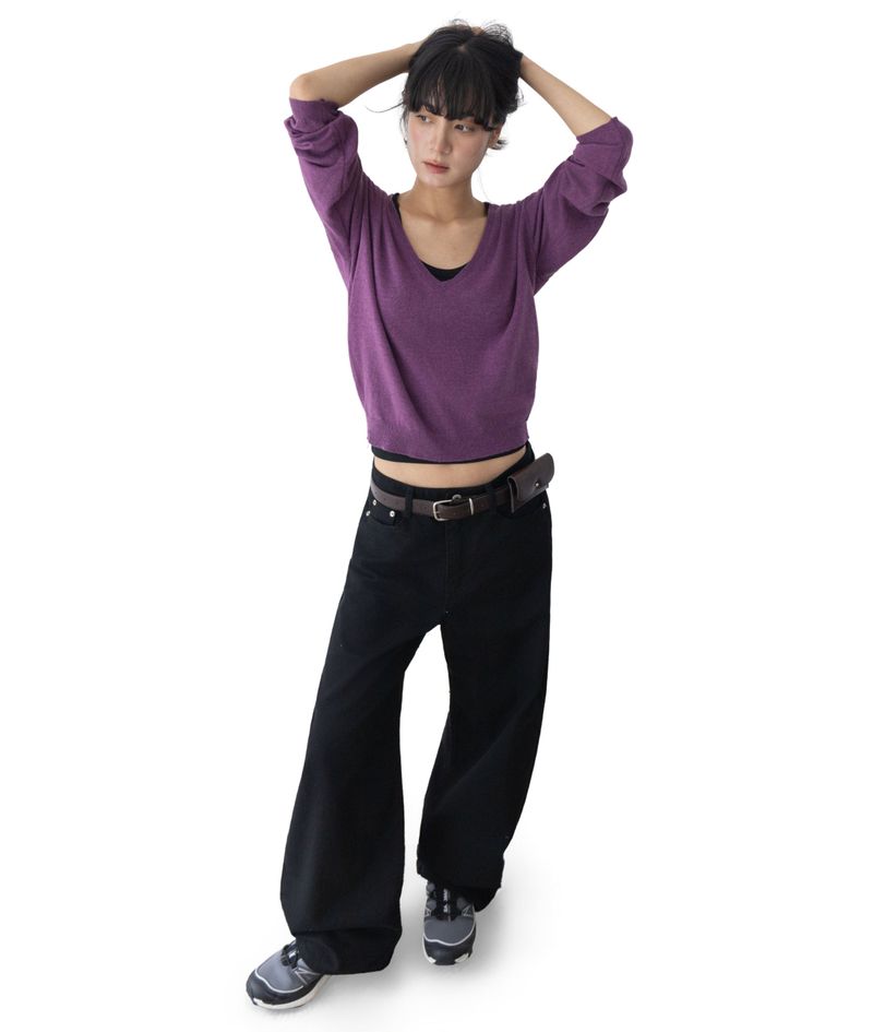 Bamboo Deep V-Neck Knit Top