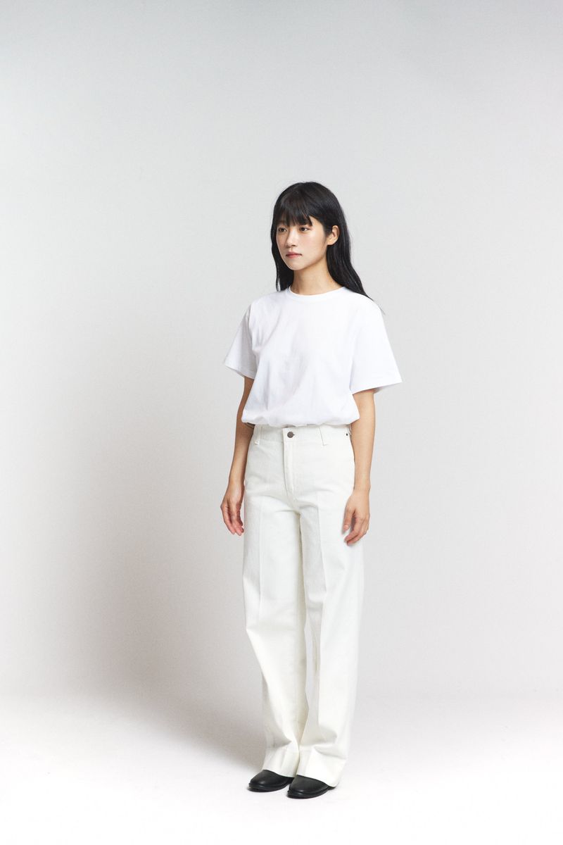 Basic cotton pants / White