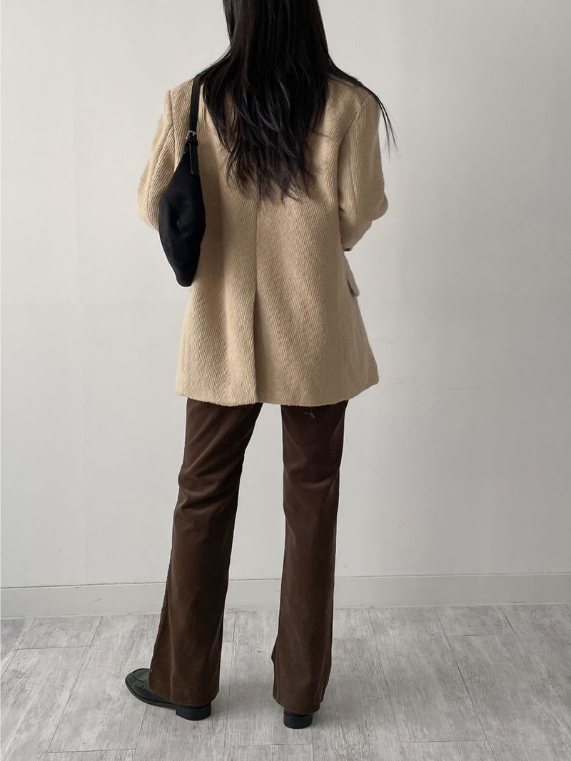 [Wool 50%/Quilted lining] Twill wool single over fit jacket