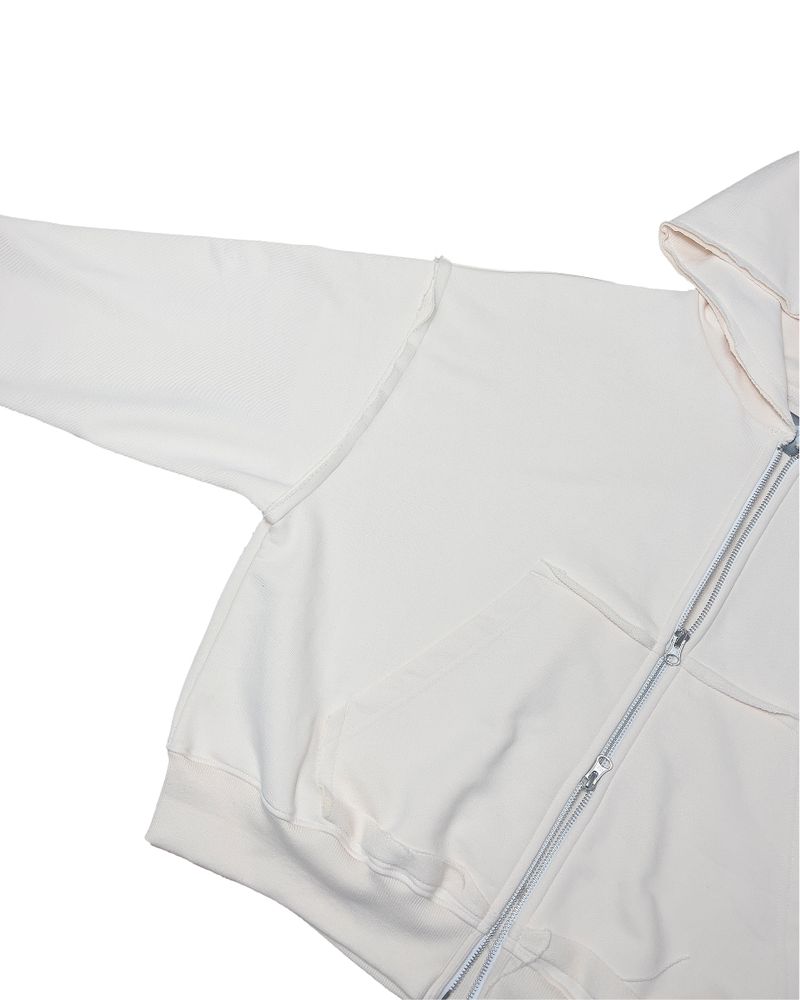 CUTTING CROP HOODIE ZIPUP_CREAM