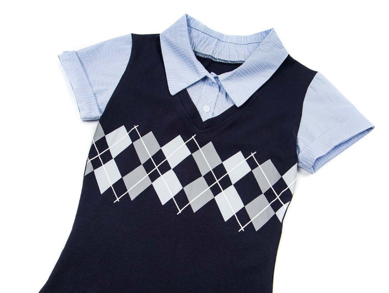 Miri Preppy Argyle Knit Tee