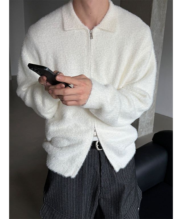 LAURANT（ロラン）の「[Unisex] Angora kara knit zip up(6color)（Tops）」
