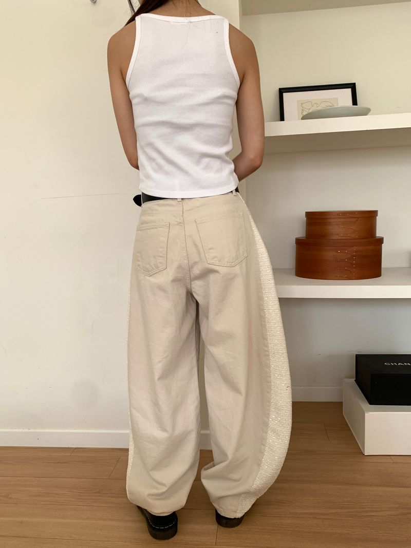 TWILL MIX CURVED PANTS (2C)