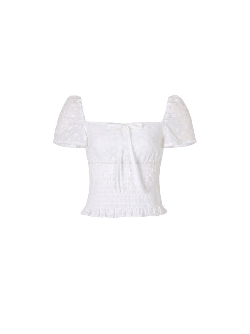 Floral puff blouse (Ivory)