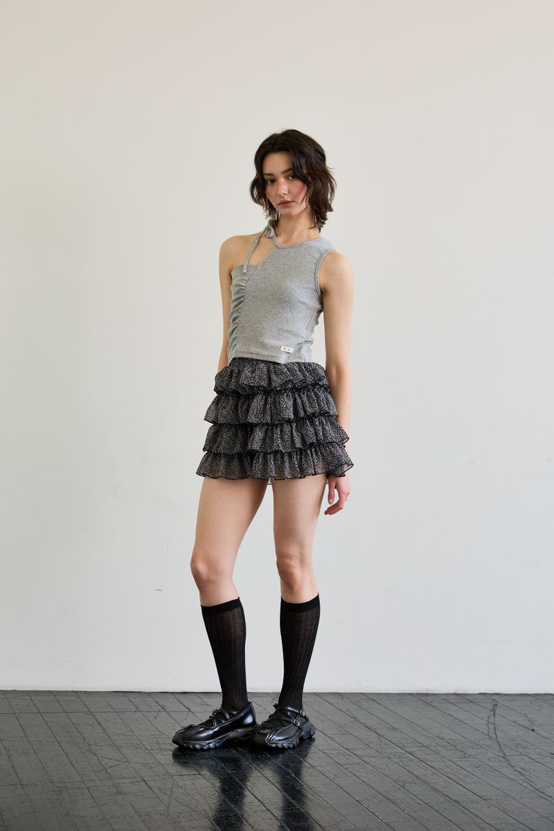BEBE UNBALANCE SLEEVELESS TOP / GRAY