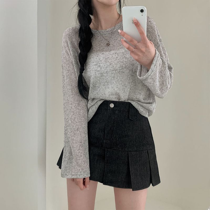 [Bellide made] See-through Bookle Linen Summer Knit T-shirt