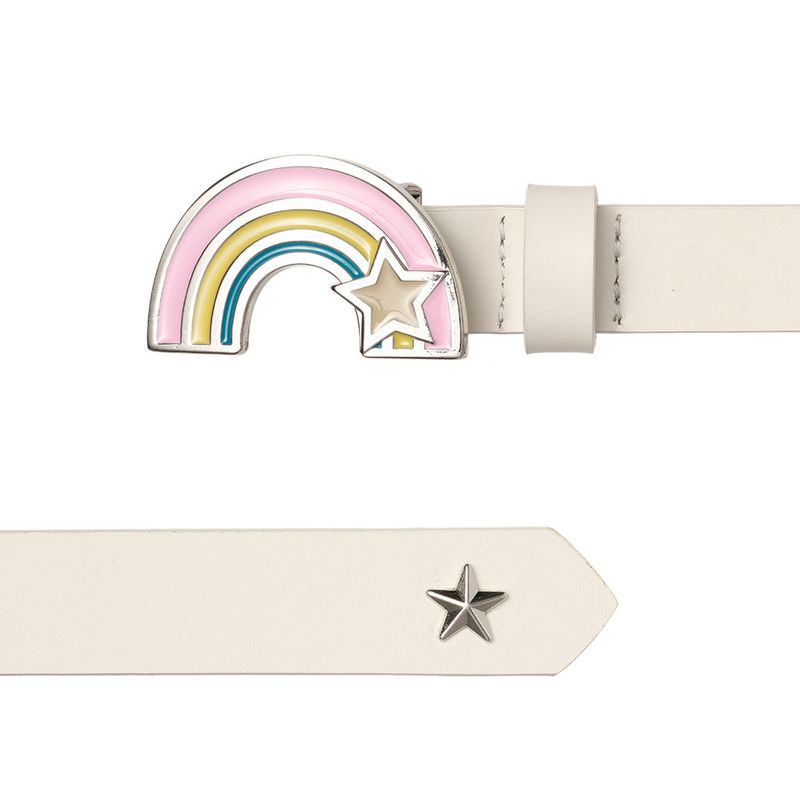 BL005 Rainbow Women's Leather Belt 17 mm White