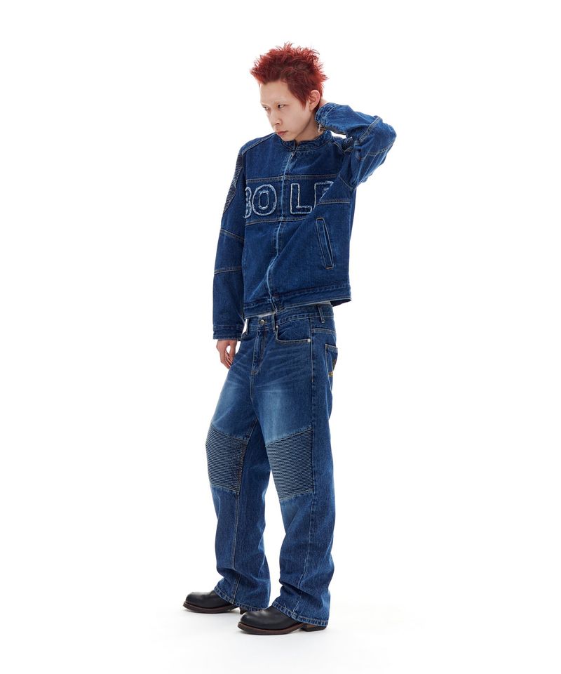 BIKER DENIM ZIP JACKET (BLUE)
