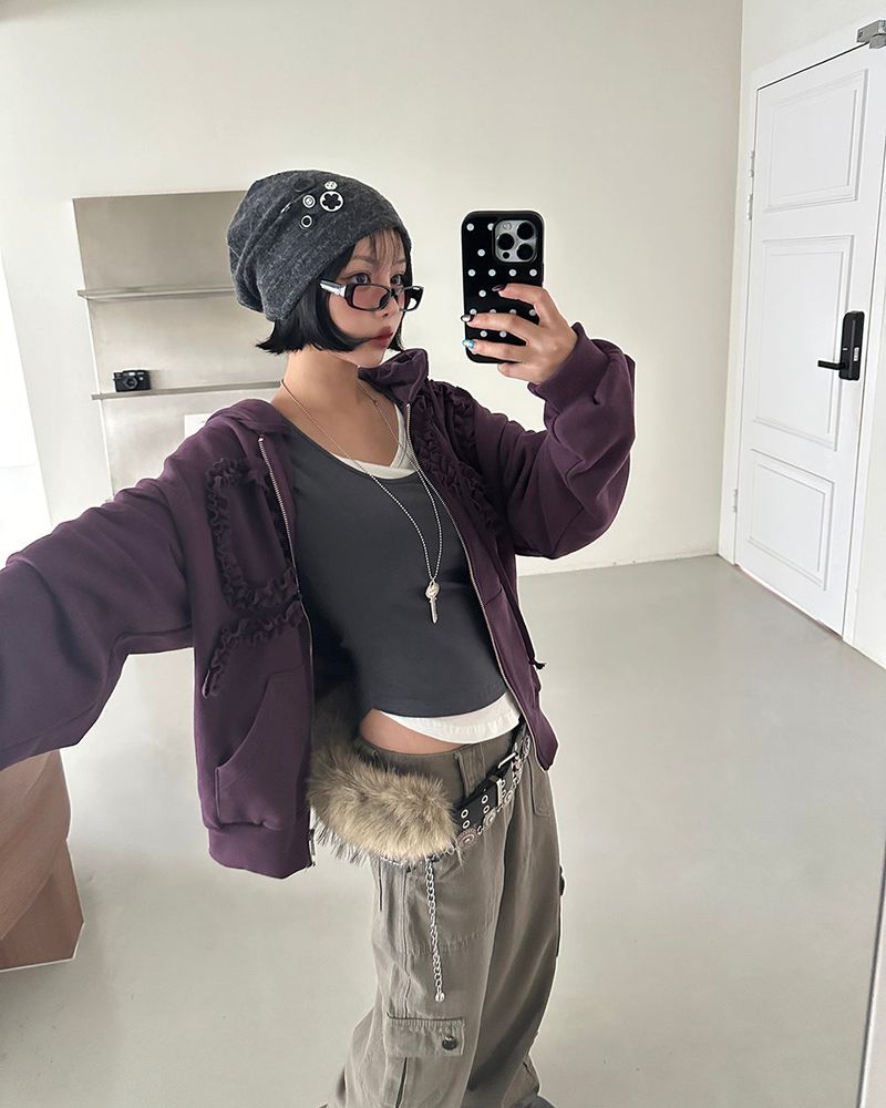 Kitchen button shirring drape beanie