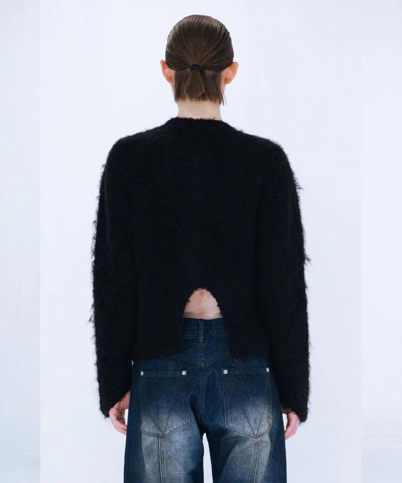 CUTTING MOHAIR KNIT CARDIGAN