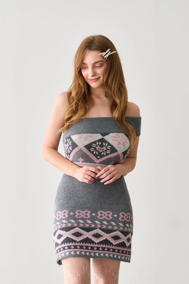  PAIR ISLE OFF SHOULDER KNIT DRESS