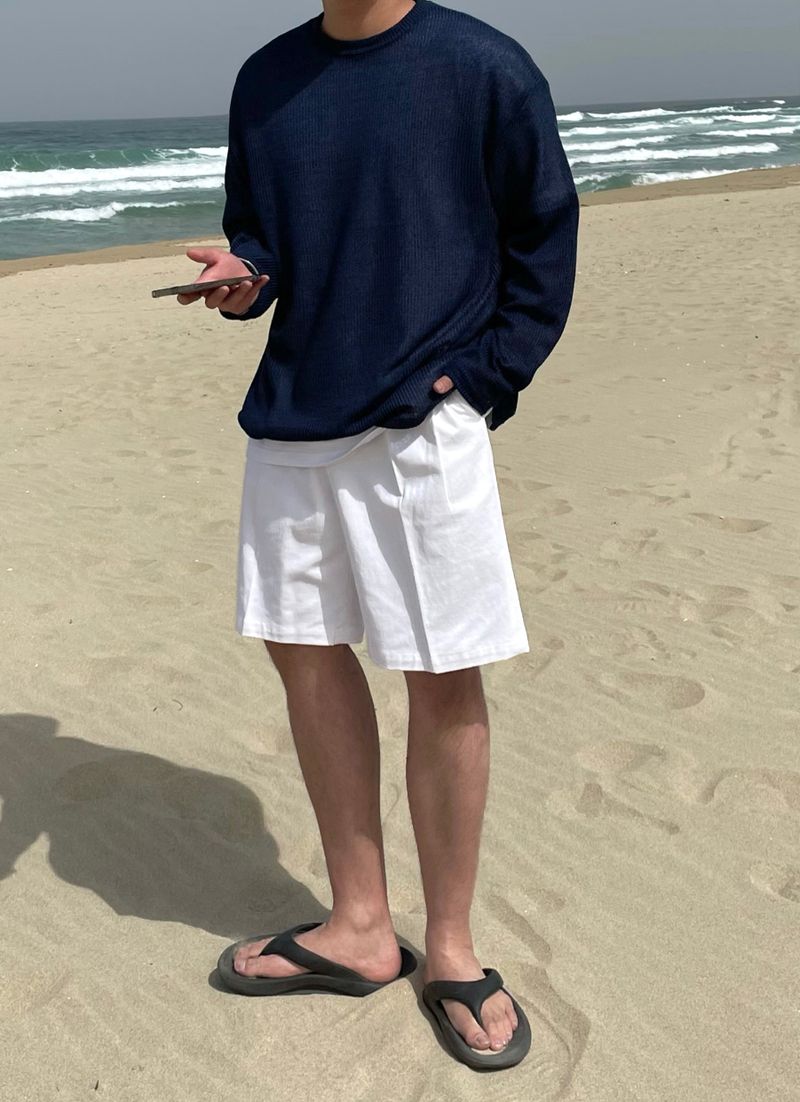 PORT COTTON TWO TUCK HALF PANTS(5COLOR)