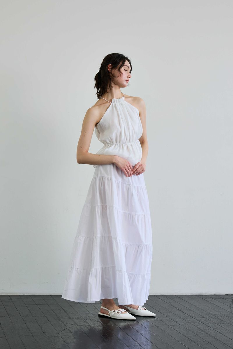 PEARL HALTERNECK TOP / WHITE