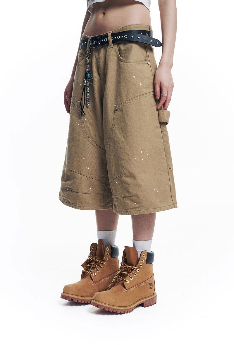 Double Knee Chino 8-Bermuda Pants - Beige