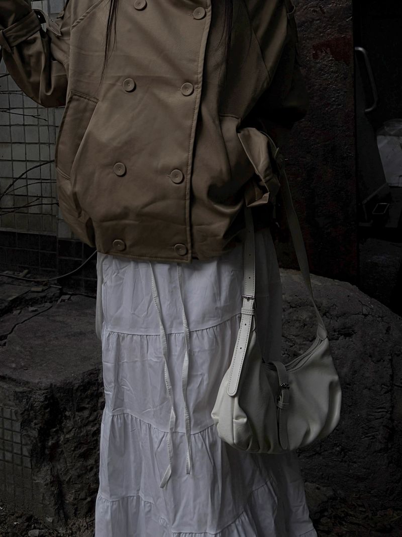 minimal leather buckle shoulder bag (2color)