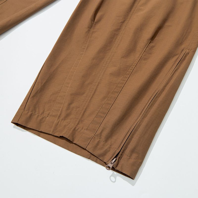 Nylon RIB Wide Pocket Pants - CAMEL