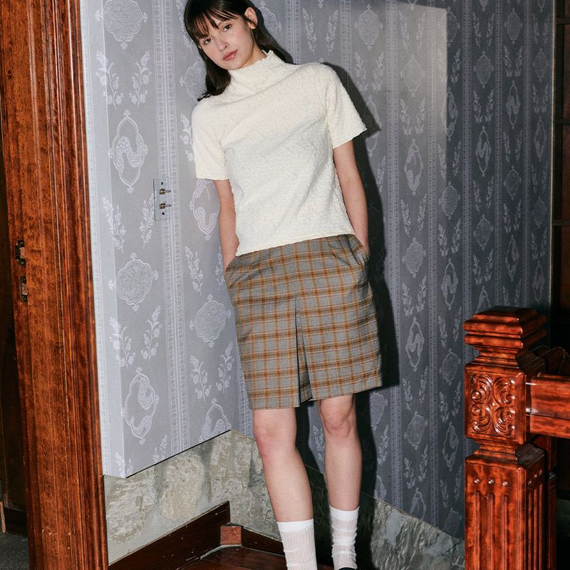 Check Triangle Skirt Orange