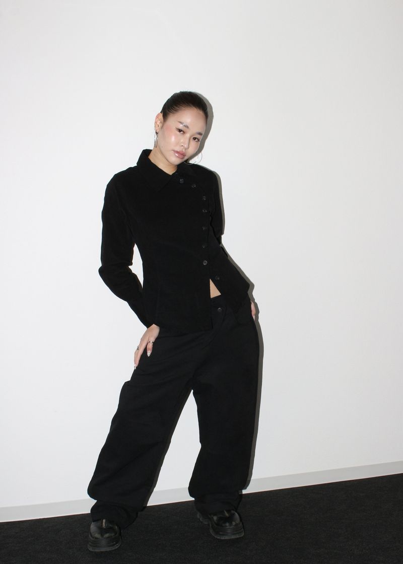 Side button shirts [Black]