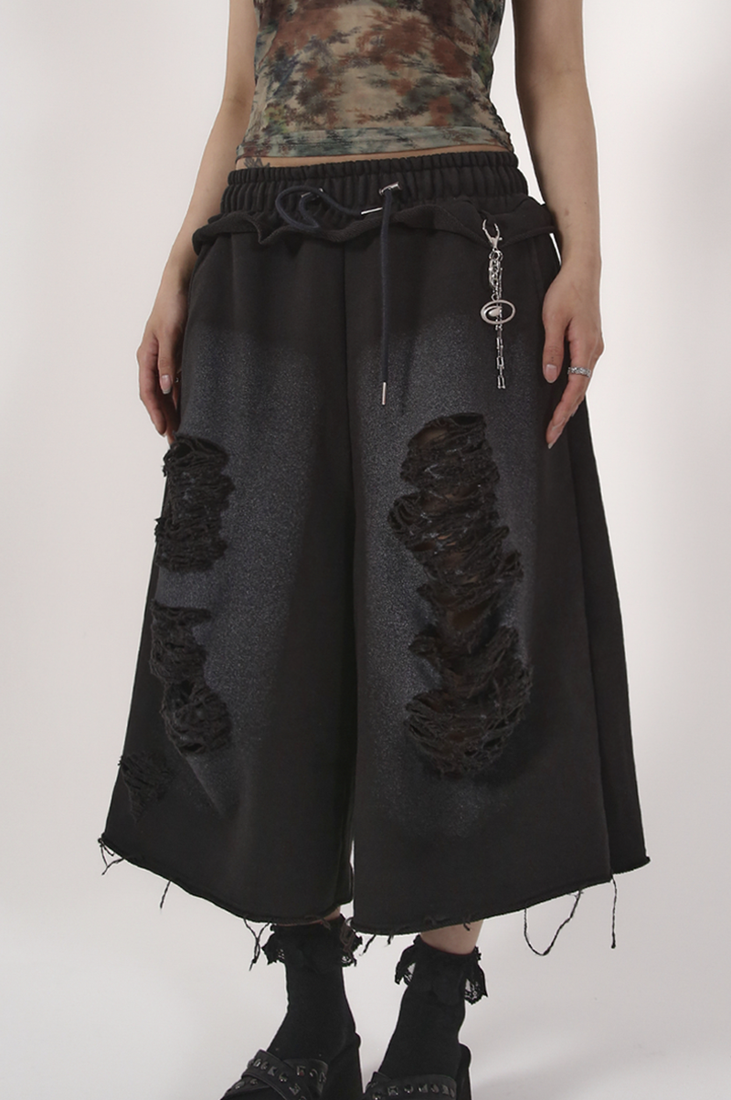 damage bermuda pants_charcoal