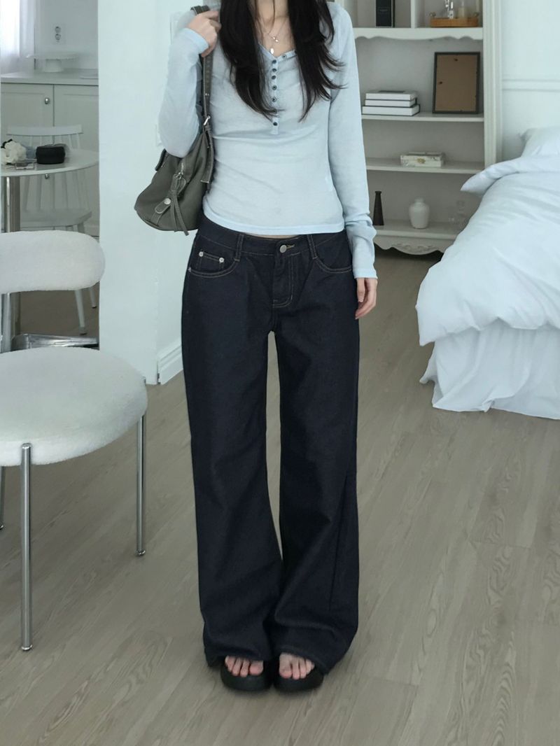 Low-rise denim pants (one color)