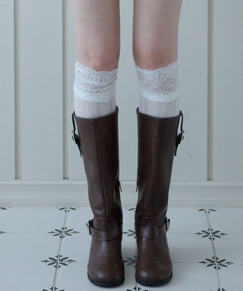 PINK PINEAPPLE（ピンクパイナップル）の「[2PCS 1SET] LACE BLOOM KNEE SOCKS（Fashion Accessories）」