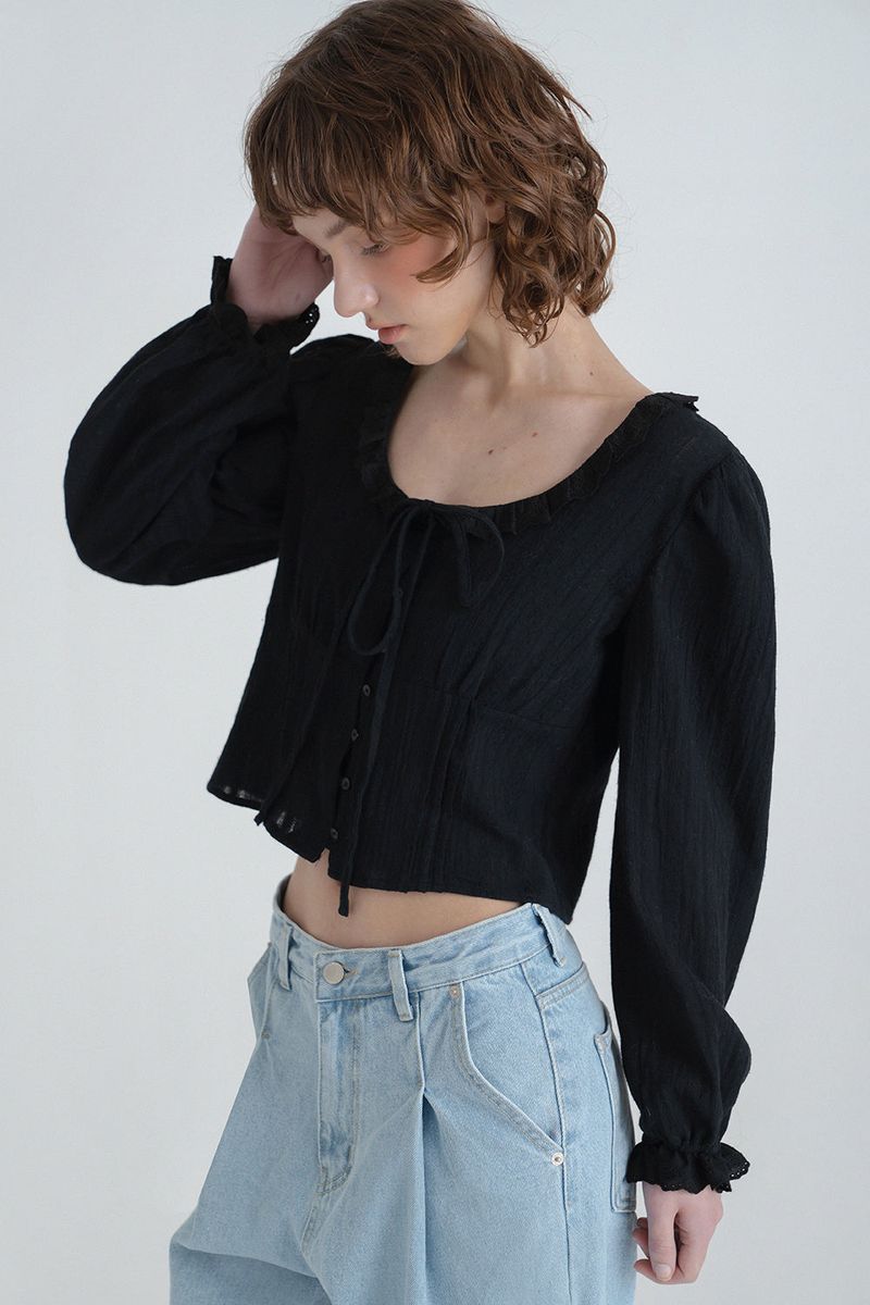 Prelin ribbon blouse_black