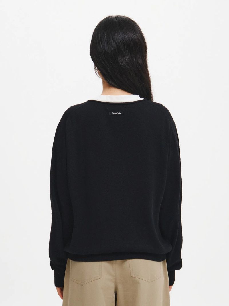 DEEP V-NECK LOOSE FIT KNIT PULLOVER