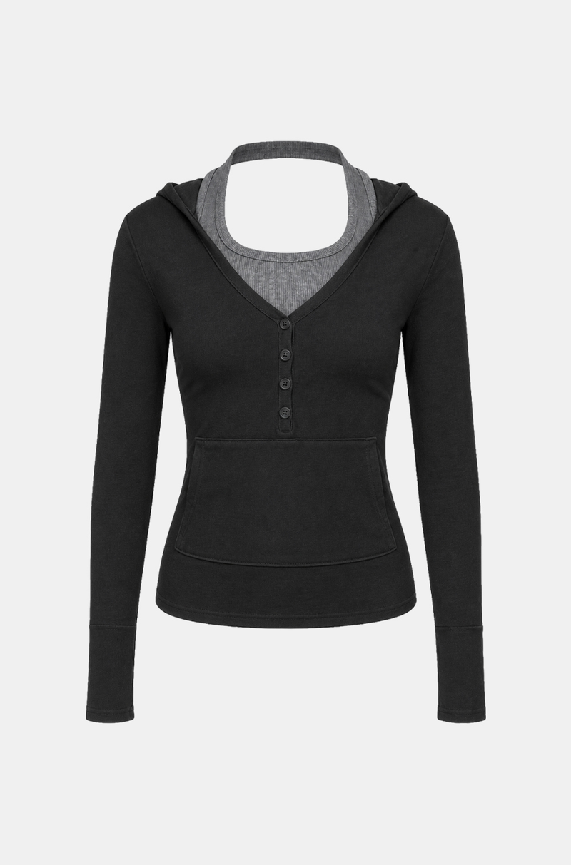 Mia Layered Halter Hood Tee