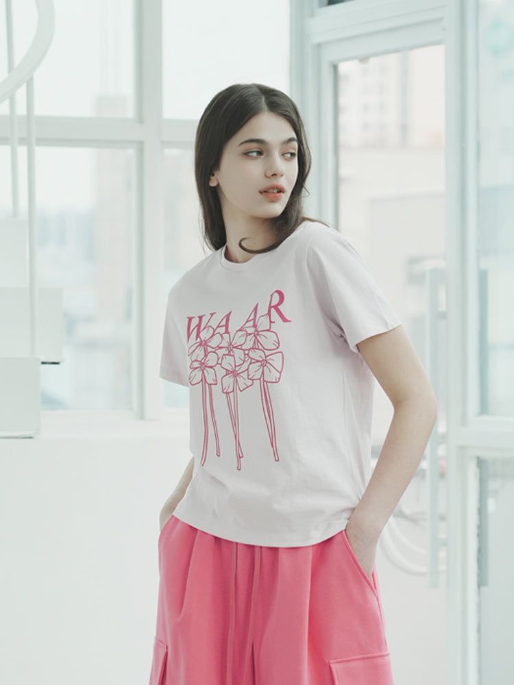 T1009 W FLOWER T-SHIRT_PINK