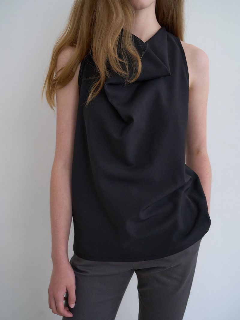 Celine cowl blouse (Black)