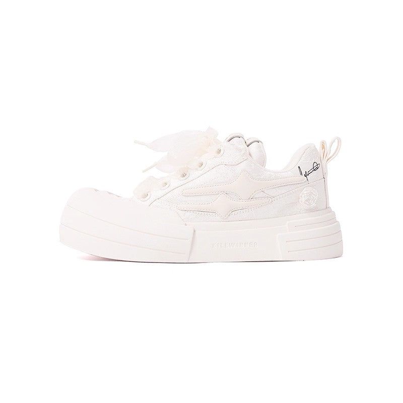KILLWINNER White Silk Thick-soled Chunky Shoes